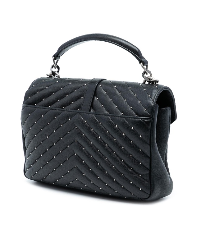 Pre-Loved by Azura Reborn - Pre-Loved Medium Quilted Chevron Studded Sheepskin College Satchel
