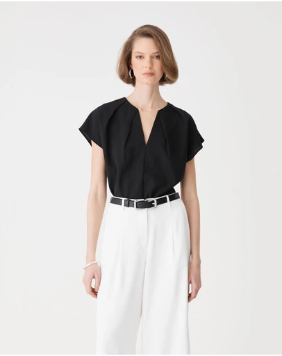 Forcast - Jane Pleated Neck Top