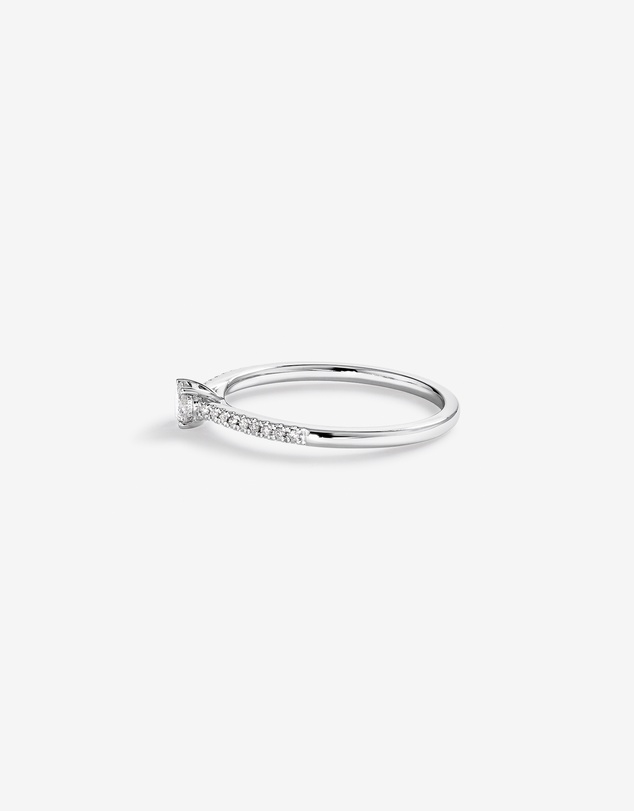 Michael Hill - 0.25 Carat TW Round Brilliant Diamond Side Accent Engagement Ring in 14kt White Gold