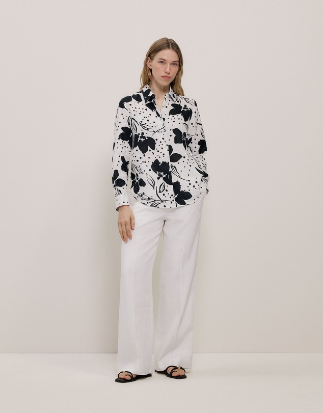 Trenery - Etta Linen Long Sleeve Shirt in White