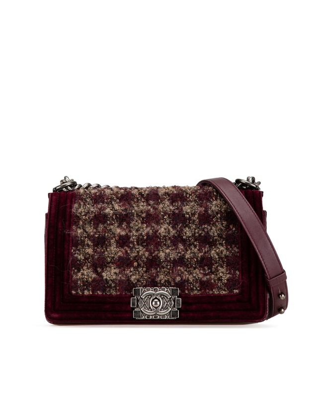 Pre-Loved by Azura Reborn - Pre-Loved chanel Chanel 19 Burgundy Tweed Velvet Shoulder Bag
