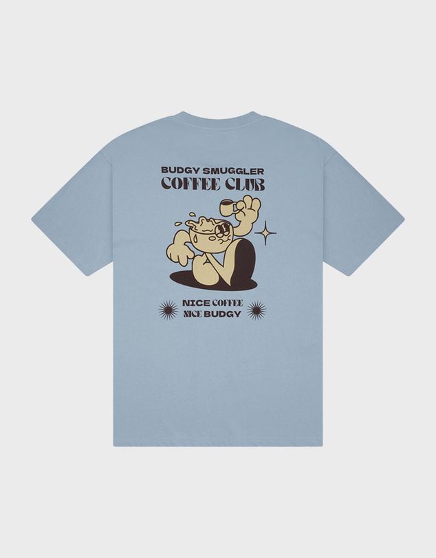Budgy Smuggler - Heavyweight Light Blue Tee in Coffee Club