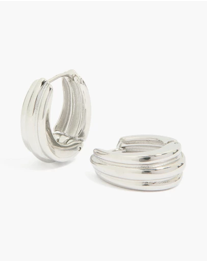 Lovisa - Waterproof Stainless Steel Hinge Hoop Indented Earrings