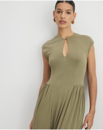 AERE - Alex Jersey Gathered Midi Dress