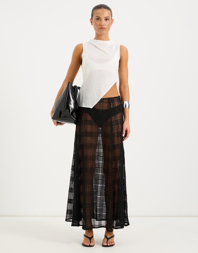 Calli - Selene Sheer Check Maxi Skirt