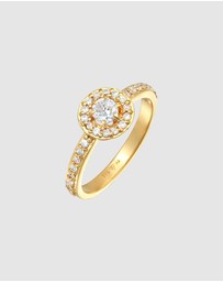 Elli Jewelry - Ring Engagement Classic with Zirconia Crystals in 925 sterling silver gold plated