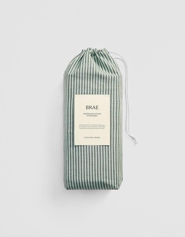 Country Road - Brae Australian Cotton Stripe Queen Fitted Sheet