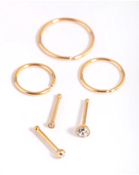 Lovisa - Gold-Plated Titanium Nose Stud 6-Pack