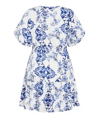 City Chic - Plus size Winslow Short Sleeve Print Dress - white