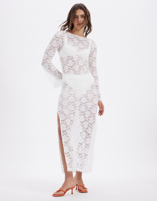 Dazie - Limelight Lace Rosette Maxi Dress