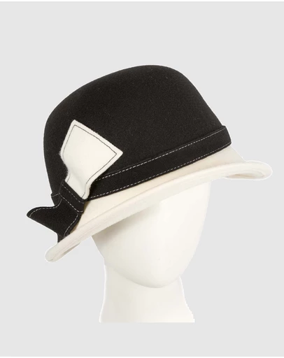 Max Alexander - Winter Felt Cream/Black Cloche Hat