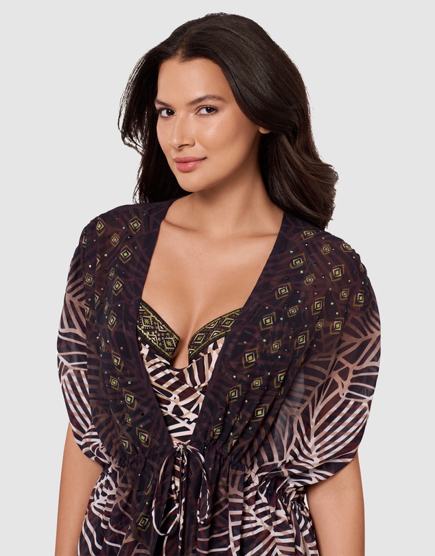 Miraclesuit Swimwear  - Let's Be Fronds Sheer Beach Cover Up Kimono