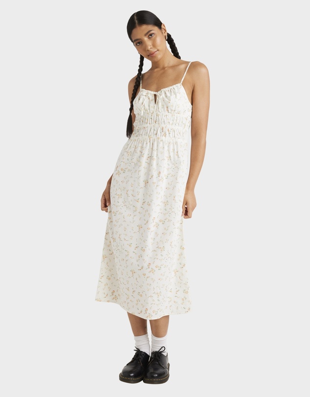 RVCA - Womens Blurred Ditsy Gathered Midi Dress