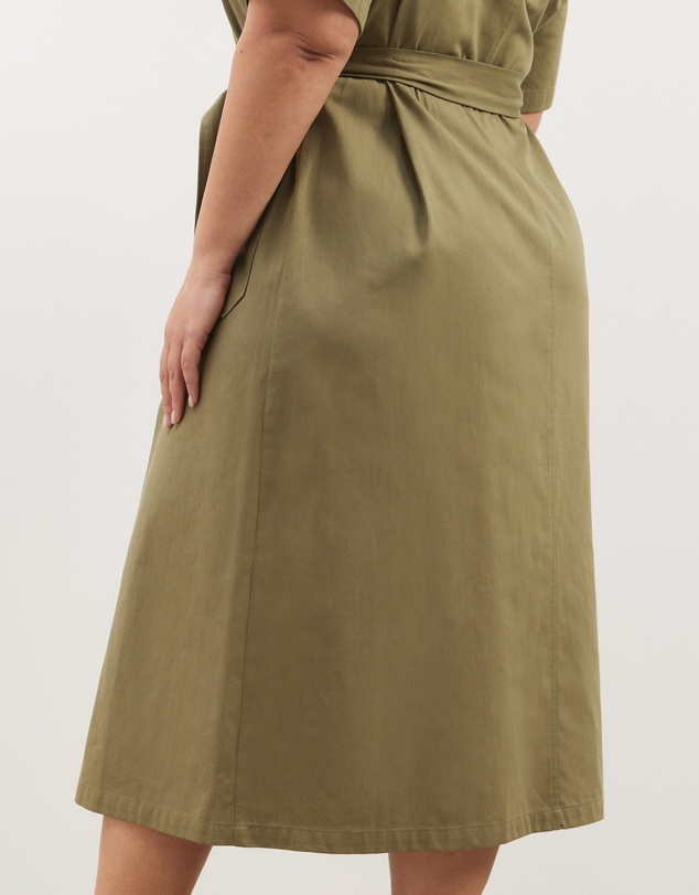 Atmos&Here Curvy - Amy Cotton Drill Midi Shirt Dress