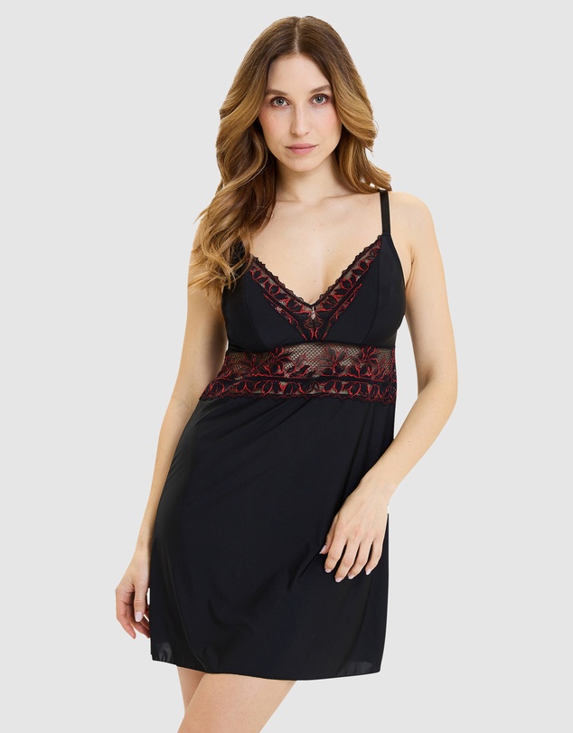 Sans Complexe - Mélodie Short Lace Trim Chemise Nightdress