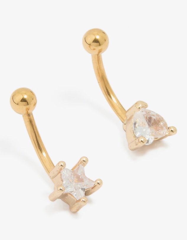 Lovisa - Gold Plated Surgical Steel Cubic Zirconia Ear & Body Jewellery Set
