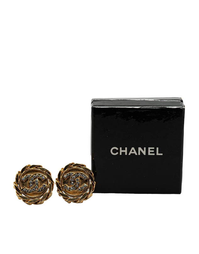 Pre-Loved by Azura Reborn - Pre-Loved Gold Plated CC Rhinestones Clip on Earrings