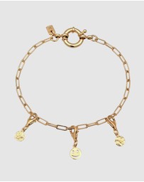 Kuzzoi - ICONIC EXCLUSIVE - Bracelet Male Smiling Face Long Link Chain 925 Sterling Silver Gold Plated