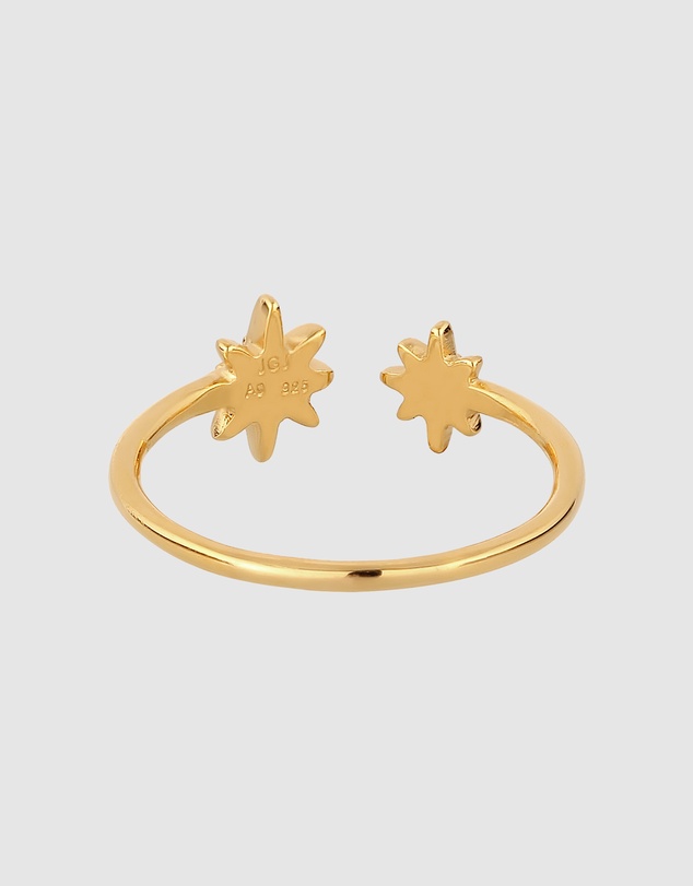 Elli Jewelry - Ring Crystal Star 925 Sterling Silver Gold-Plated