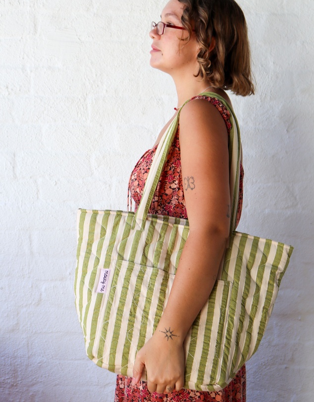 Mosey Me - Pistachio Seersucker Quilted Bag