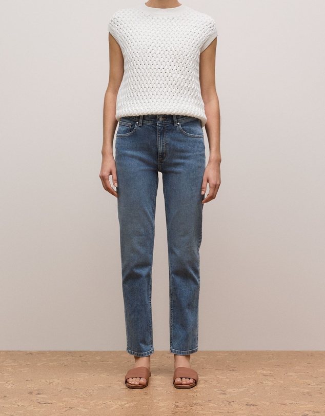 Trenery - Mid Rise Straight Leg Jean in Vintage Wash Denim