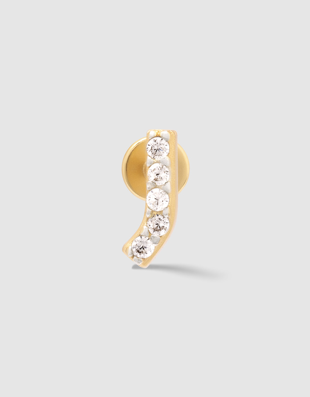 Wanderlust + Co - Alphabet Pave Gold Flat Back Earring - Letter J