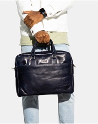Republic of Florence - The Tokyo Blue Leather Laptop Briefcase