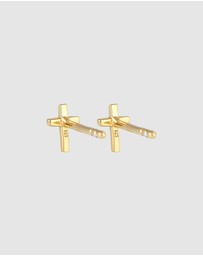Elli Jewelry - Kids - Earrings Kids Cross Religion Faith Trend in 925 Sterling Silver Gold Plated
