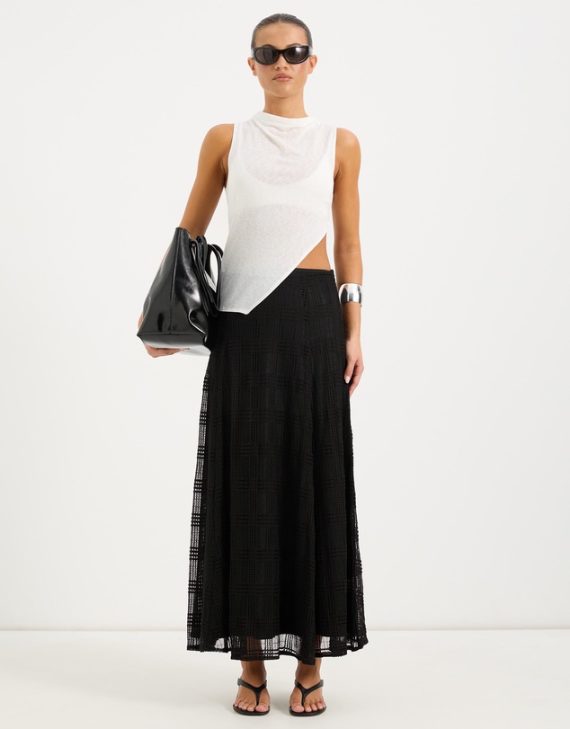 Calli - Selene Sheer Check Maxi Skirt