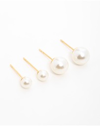 Lovisa - Gold Plated Surgical Steel Pearl Stud Earrings 2-Pack
