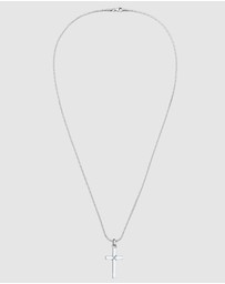Kuzzoi - ICONIC EXCLUSIVE - Necklace Men Cross Flat Cord 925 Sterling Silver