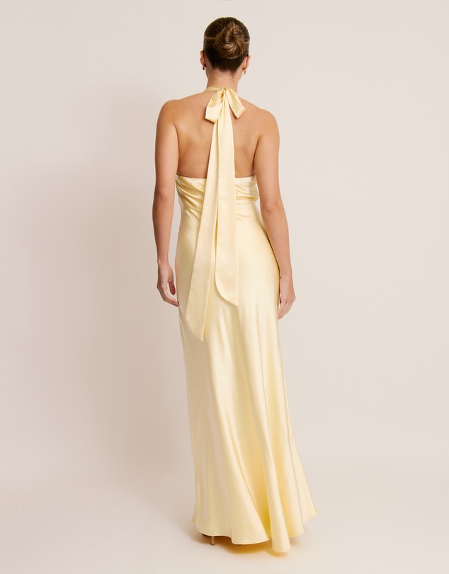 Six Stories - Plunge knot Detail Satin Bridesmaid Dress