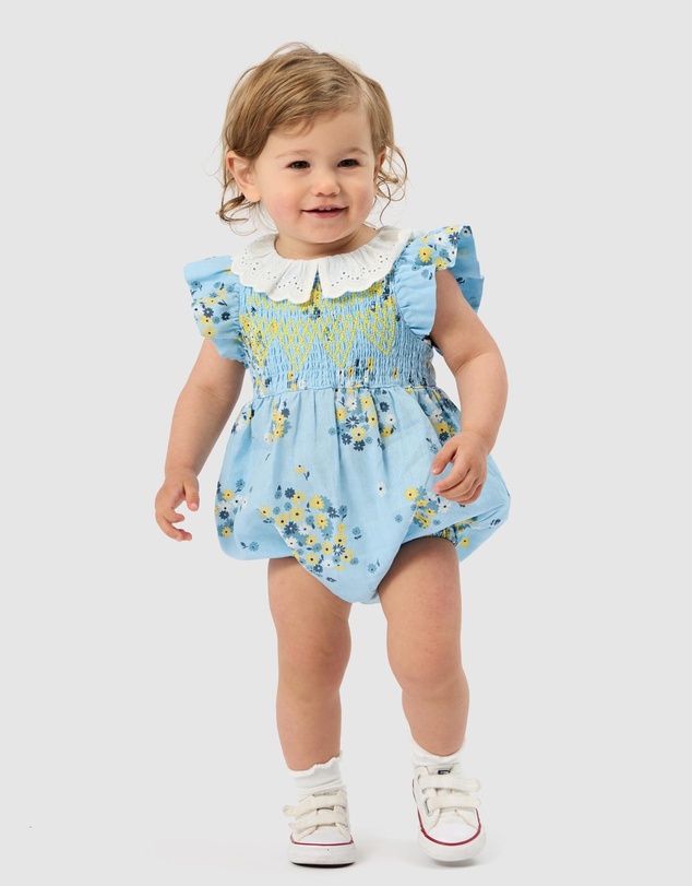 Goldie + Ace - Cotton Lani Shirred Romper - ICONIC EXCLUSIVE - Babies