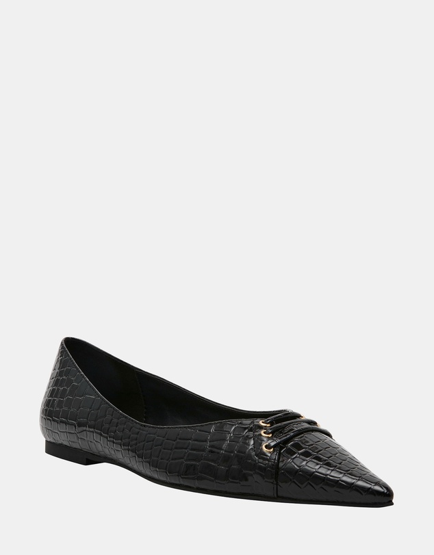 Steve Madden - Onpoint Black Croc Flats
