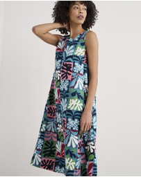 Seasalt - Seasalt Cornwall Collage Seaweed Mid Teal Cresting Waves Dress