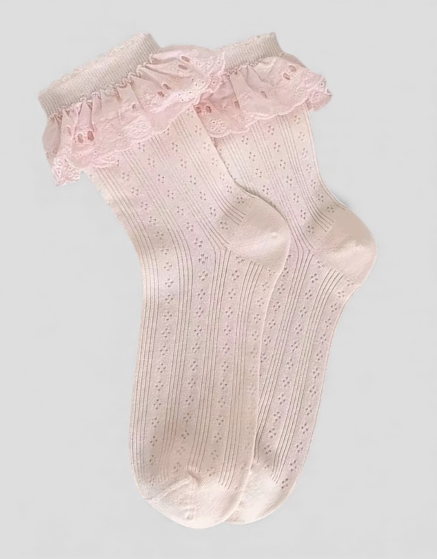High Heel Jungle - Bobby Lace Frill Trim Cotton Bobby Socks