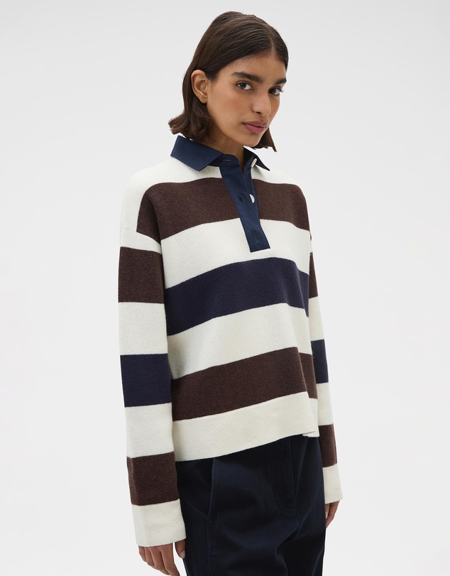 Oroton - Contrast Collar Rugby Knit Top
