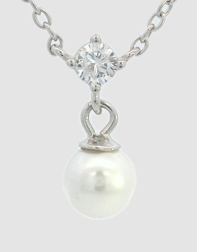 Georgini - Georgini Adagio Touch Of Sparkle Pearl Necklace Silver