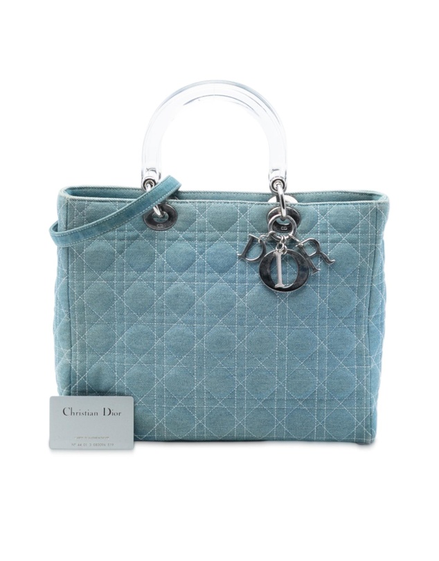 Pre-Loved by Azura Reborn - Pre-Loved Large Denim Cannage Acrylic Handles Lady Dior