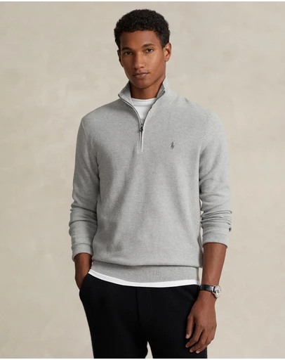 Polo Ralph Lauren - Mesh-Knit Cotton Quarter-Zip Sweater