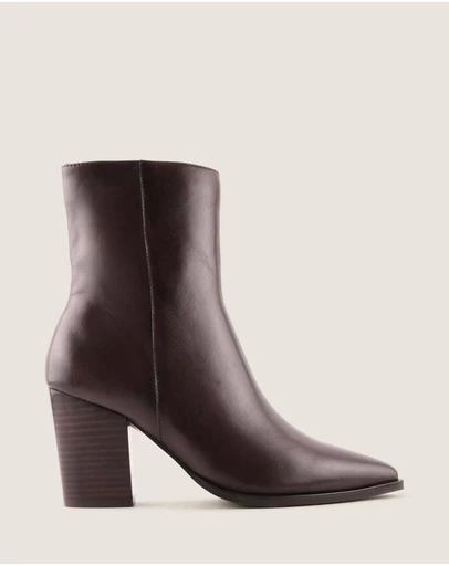 Shelly Shen - Ellis Heel Ankle Boots Brown Leather