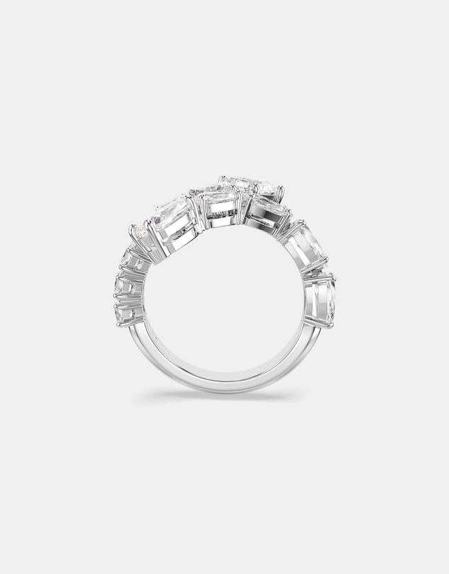 Swarovski - Matrix ring, Mixed cuts, White, Rhodium plated