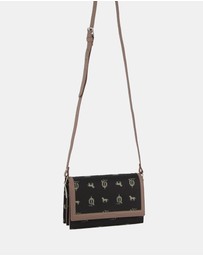 Pierre Cardin - Pierre Cardin Canvas Print/Leather Trim Flap Cross-Body Bag