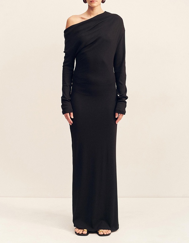 Shona Joy - Aby Draped Asymmetrical Long Sleeve Maxi Dress