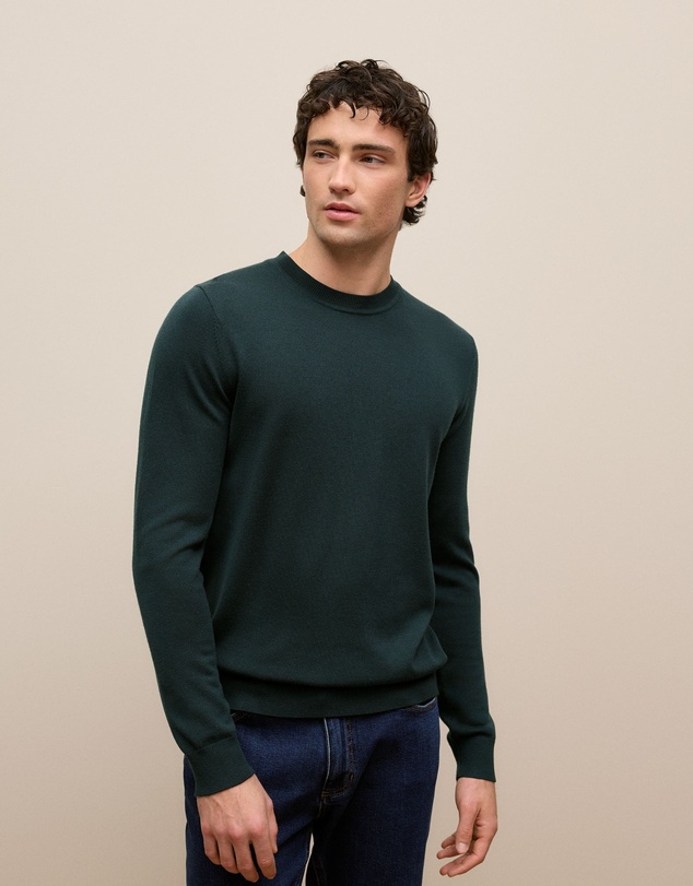 Trenery - Merino Classic Crew in Pine Green