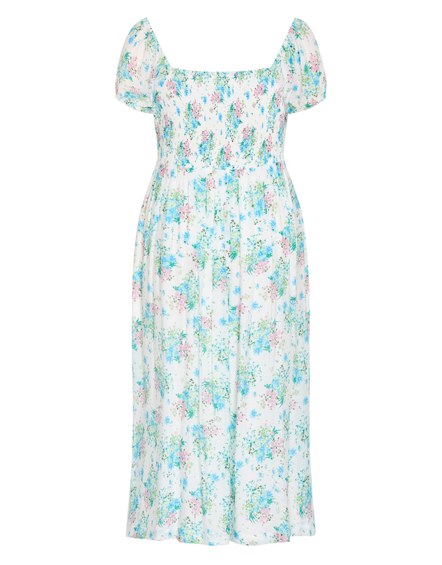 City Chic - Plus size Abbigail Voile Floral Print Dress - white