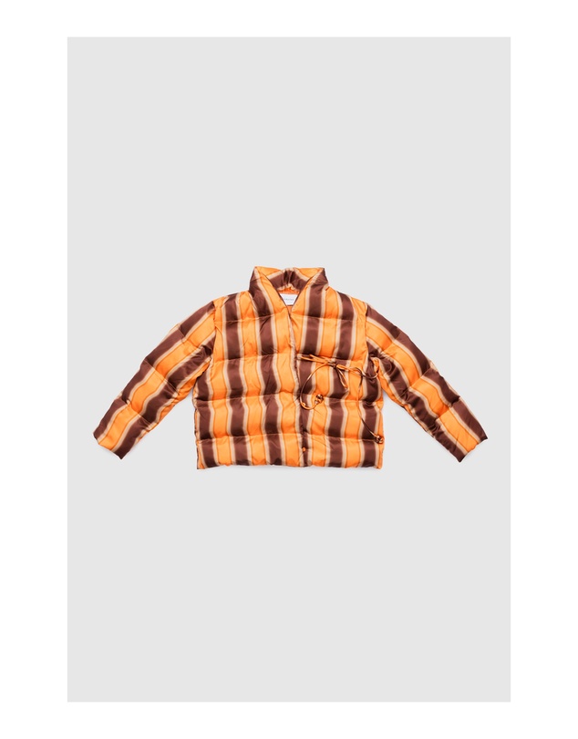 The Wolf Gang - Taja Puffer Jacket - Tangerine Stripe