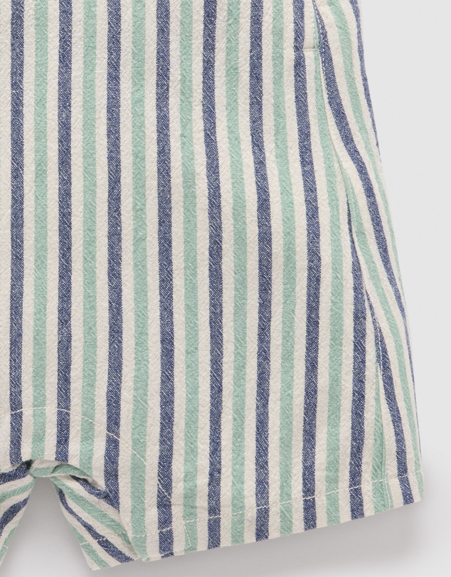 Purebaby - Striped Overalls -Kids-Babies
