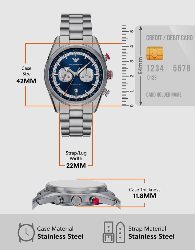 Emporio Armani - Silver Tone Chronograph Watch