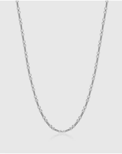 Nialaya Jewellery - Men's Stainless Steel Modern Figaro Belcher Chain